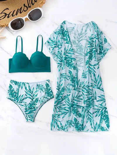 Soleil – 3dílné tropické bikiny s plážovým přehozem