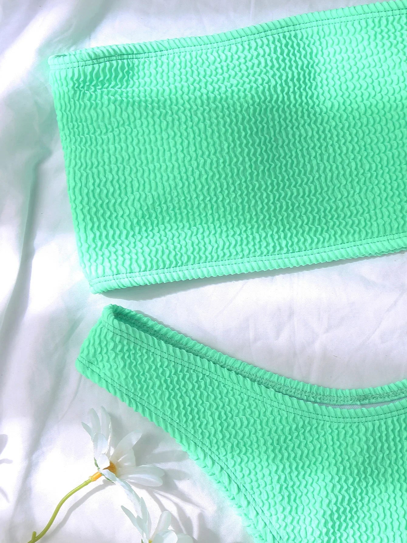 Diana – Rebrasti bandeau bikini z visokim pasom