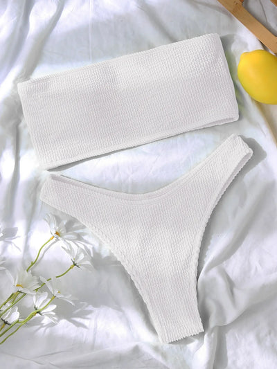 Diana – Rebrasti bandeau bikini z visokim pasom