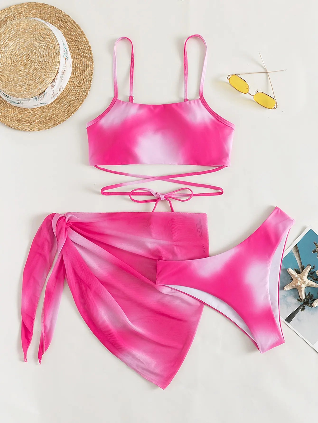 Elena – 3dílné bikiny z ombré efektem in plážovou sukní