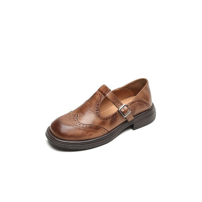 ELSBETH – Vintage usnjeni T-Bar balerinke